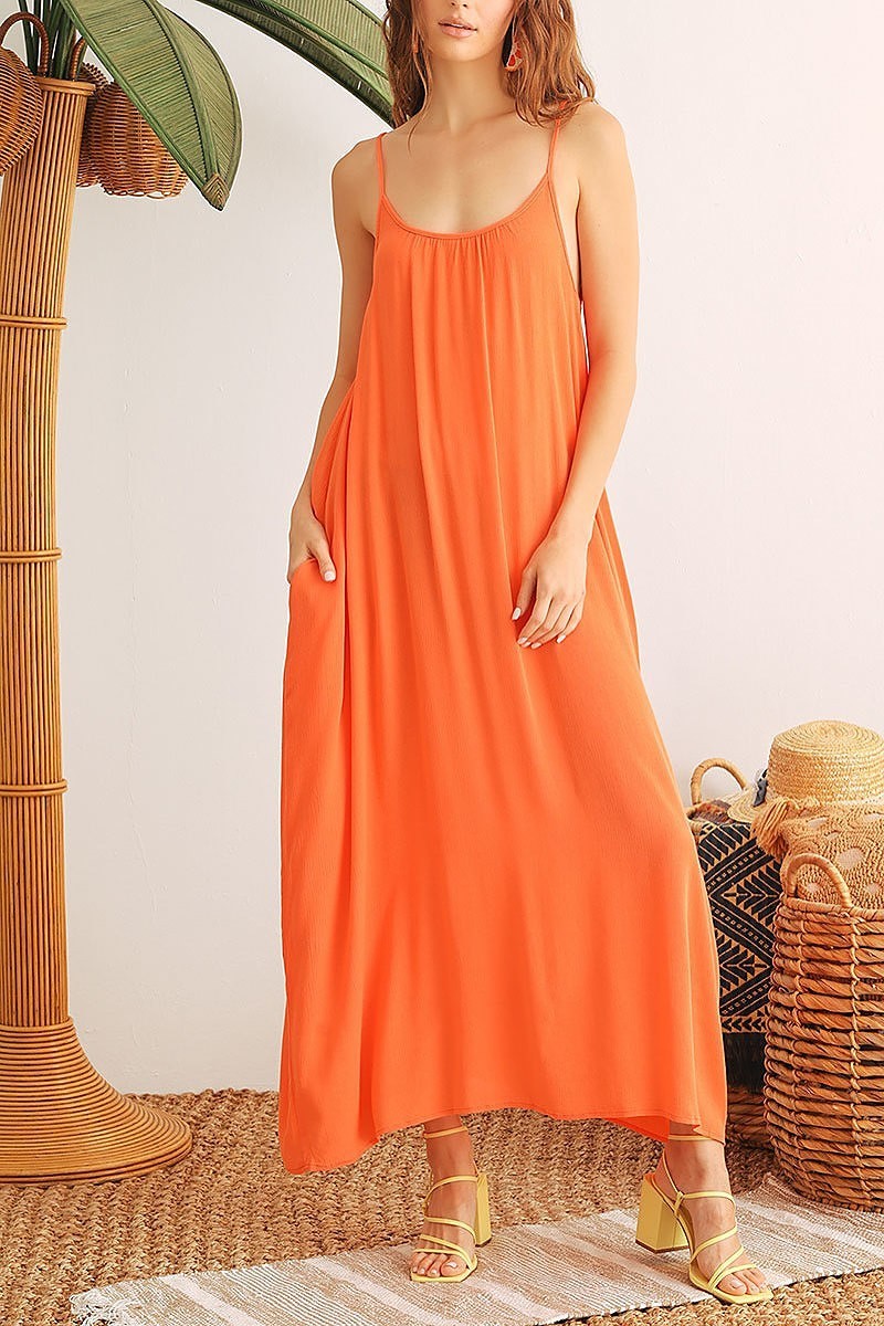 Pocket detail loose fit maxi dress (TED1873)