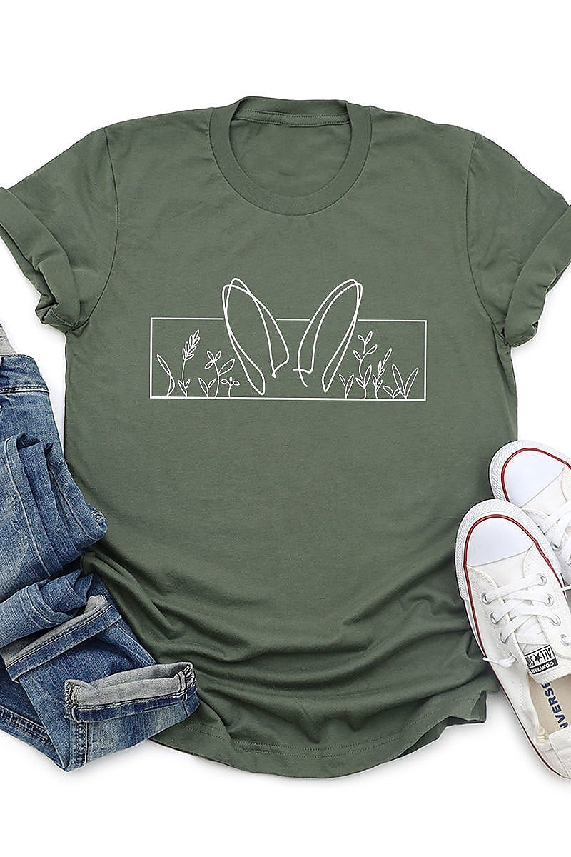 Bunny ears flowers graphic top (EF3736)