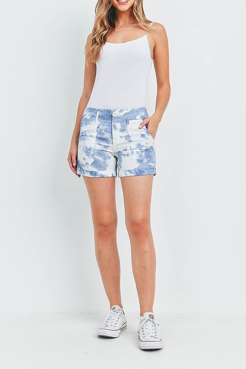 Cuffed hem pocket front tie dye shorts (DGB3109-MW1D)