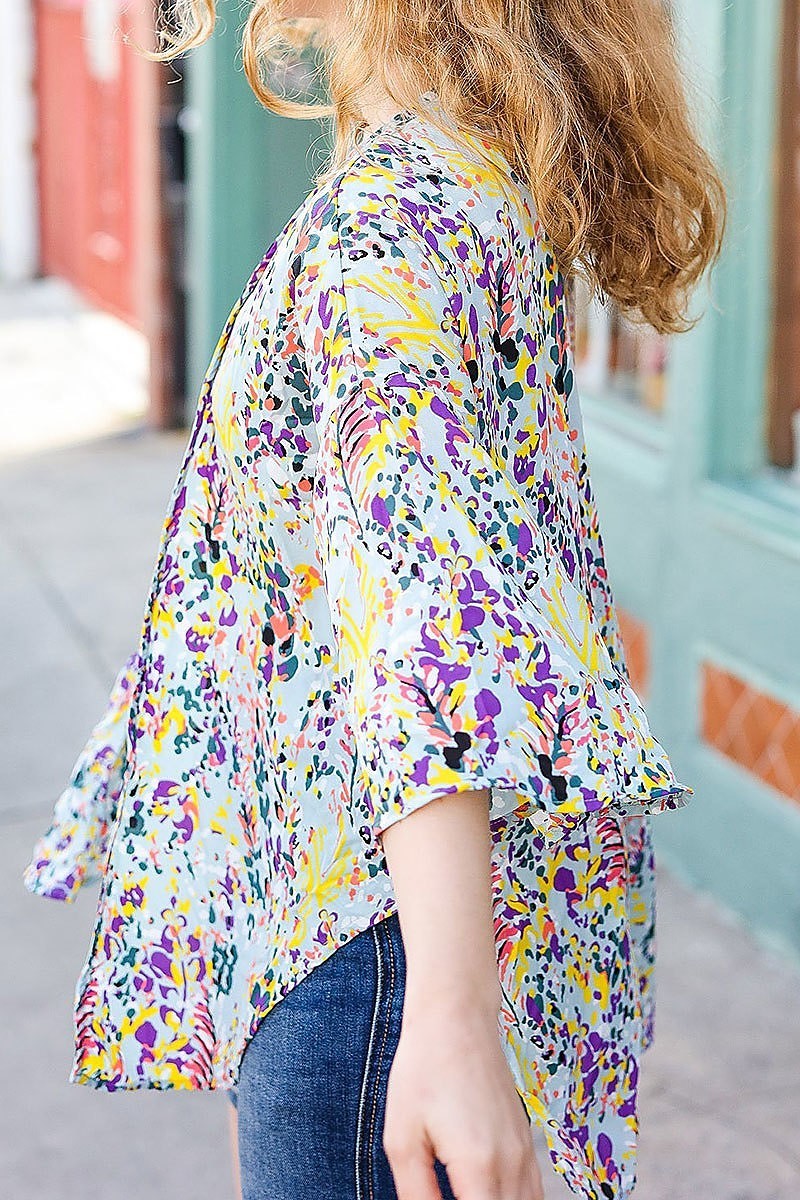 Floral print kimono top (ETBM4928)