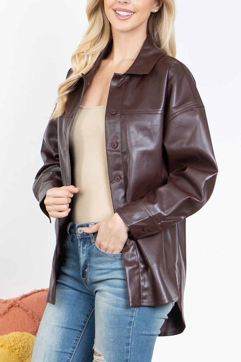 Button down leather jacket (DGS5810)