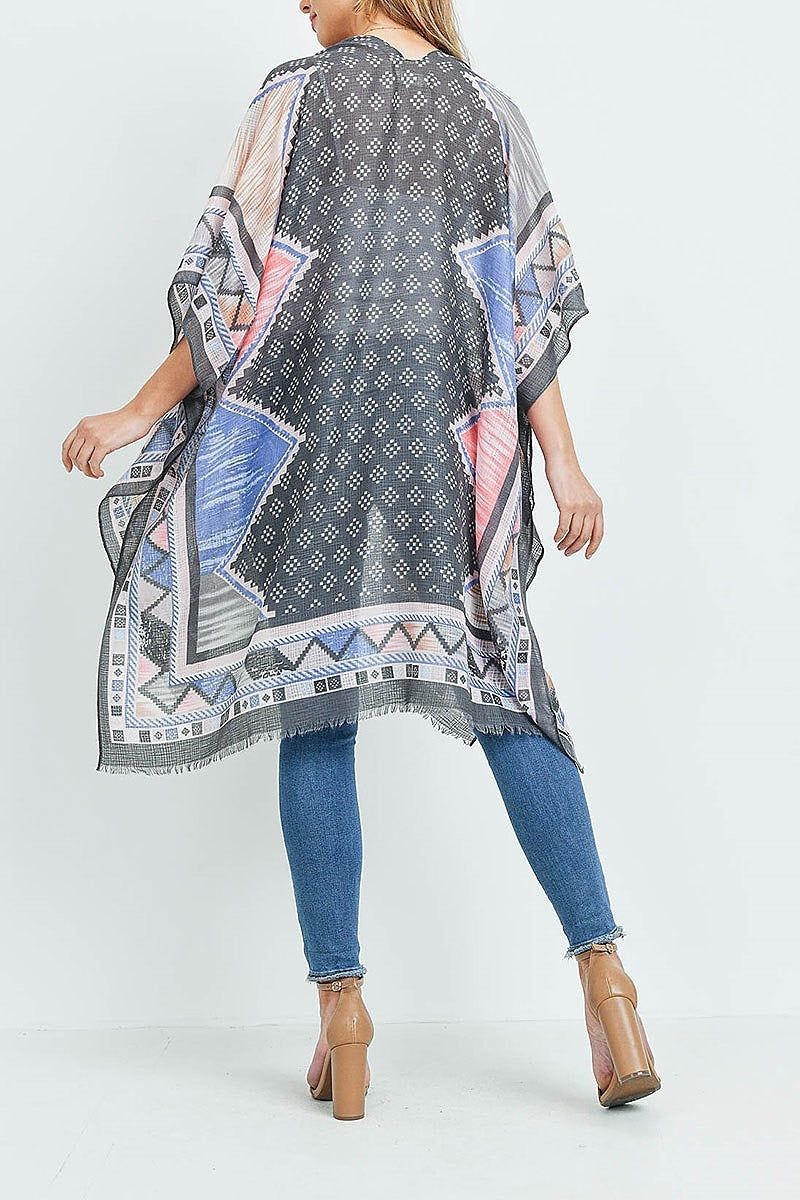 Bohemian open front tassel kimono (EF1112)