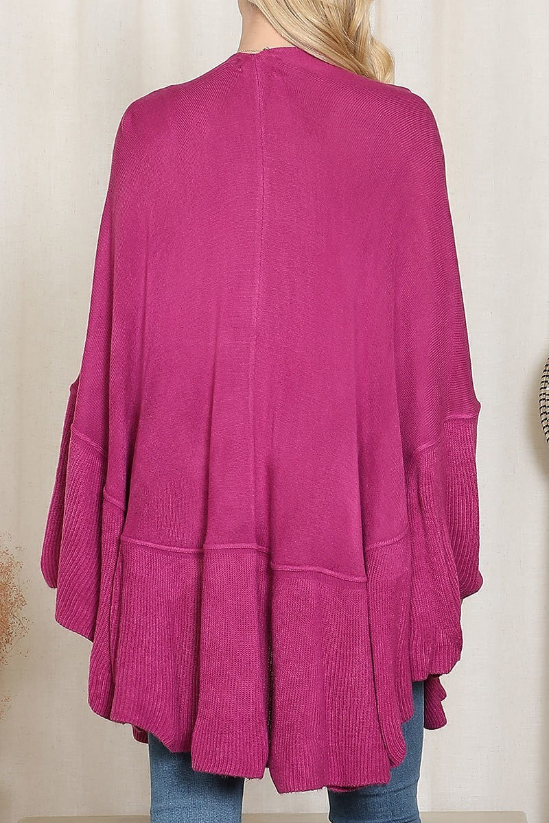 Knit ruffled solid color kimono (DGS6314)