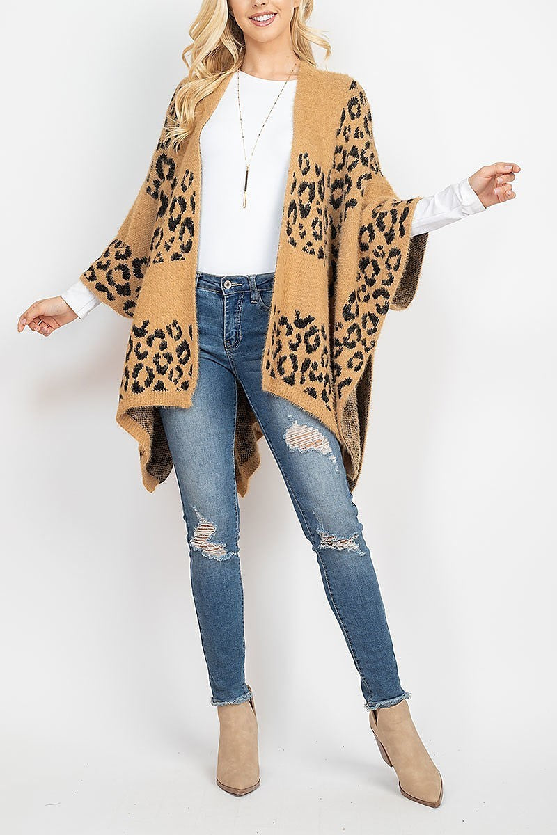 Leopard print sweater kimono (DGS5338)