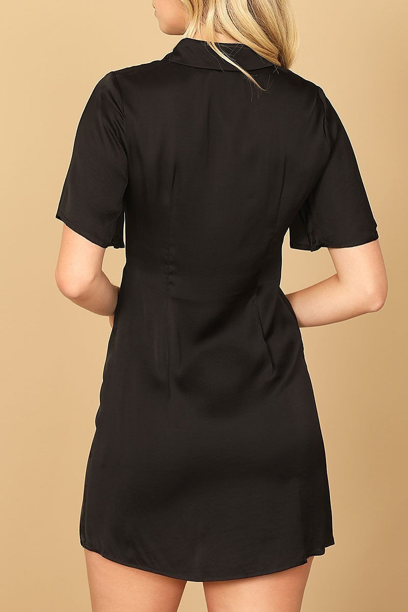 Short sleeve button down mini dress (DED9786)