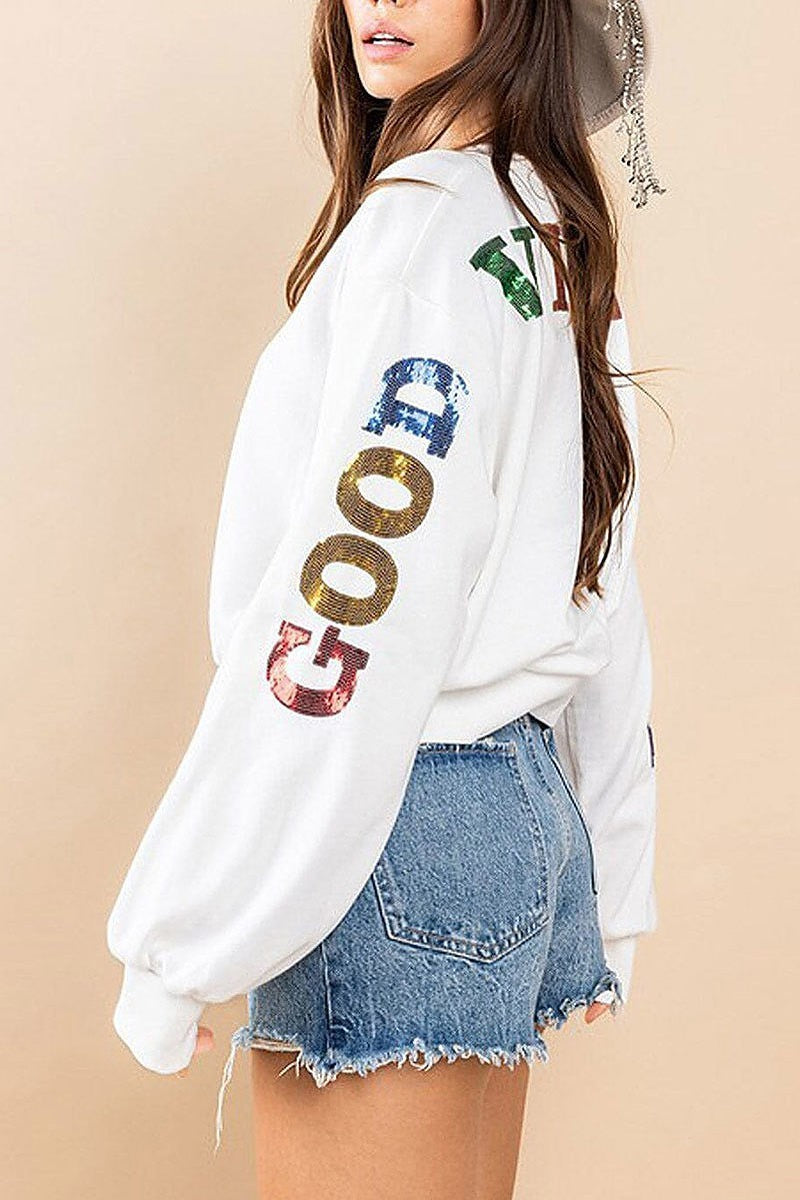 Long sleeve graphic pullover sweater (EFWT5559)