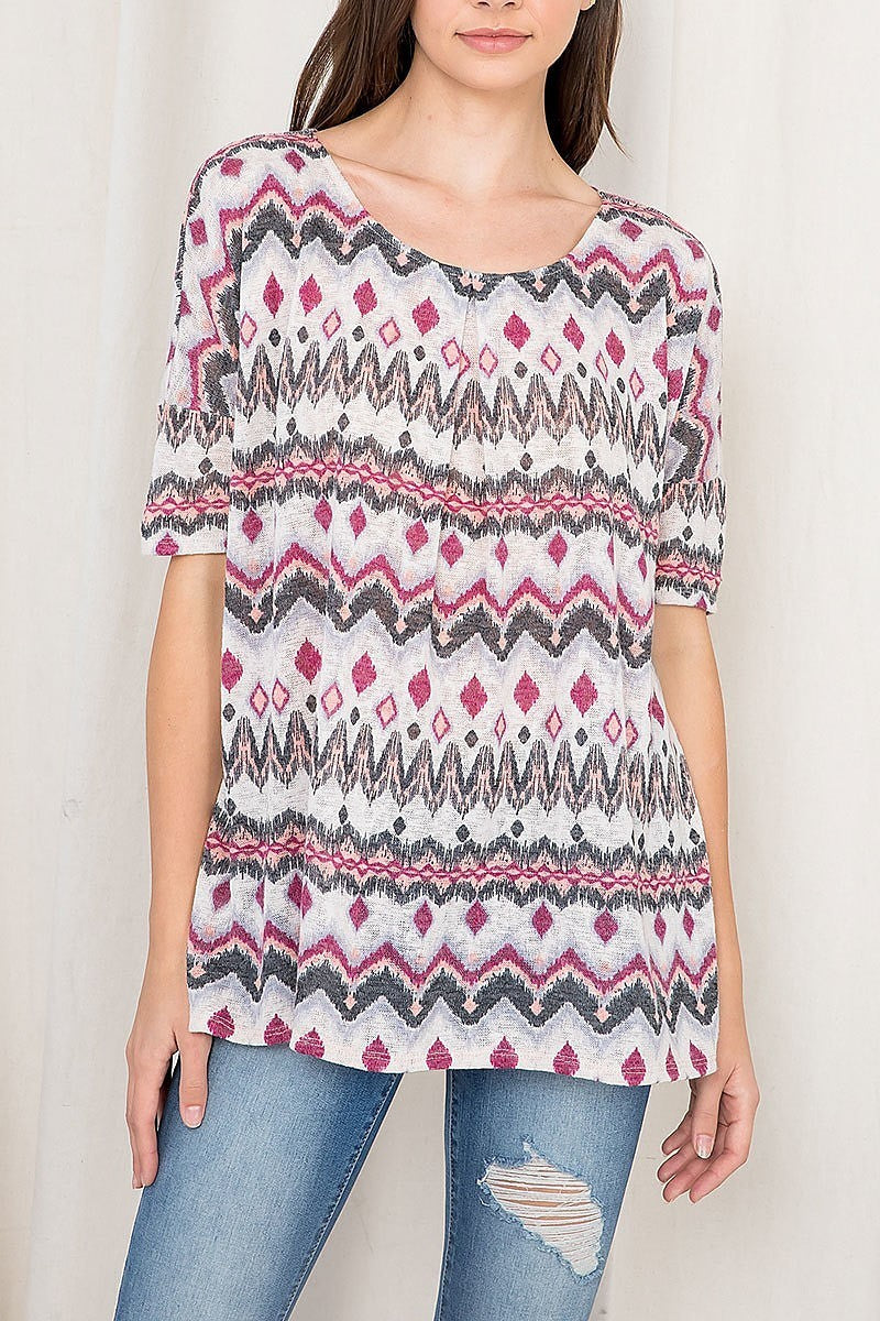 Tribal print scoop neck top (EF2702)