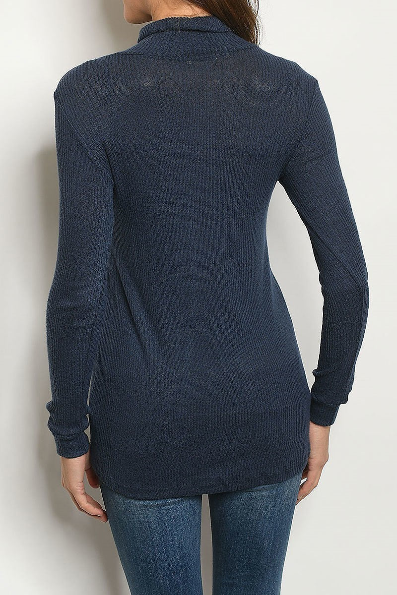 Mock neck ribbed knit top (ED7452-1)