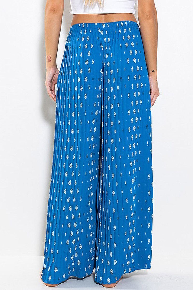 Elastic waist wide led printed palazzo pants (EFWT7424)