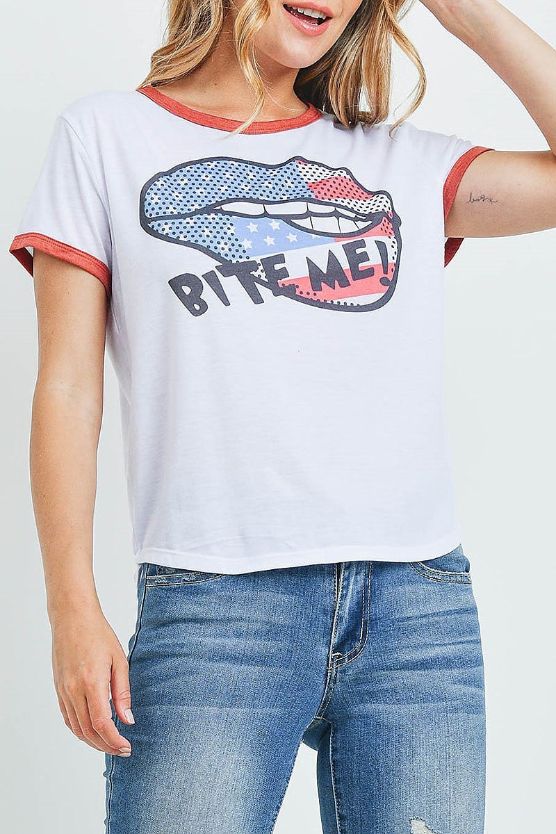 Bite me color block graphic top (ED9742)