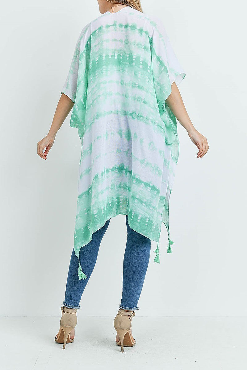 Tie dye dash tassel kimono (ED9235)