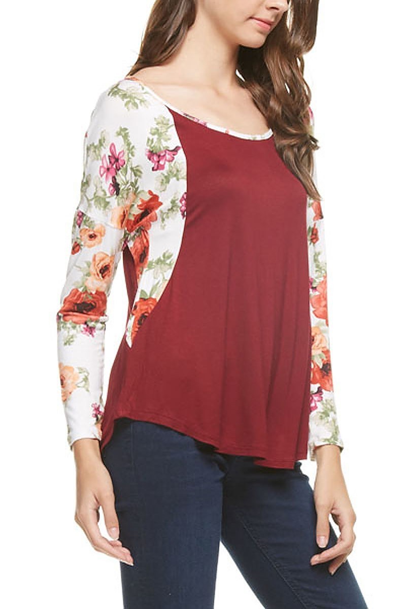 Floral raglan sleeve top (EF5034)