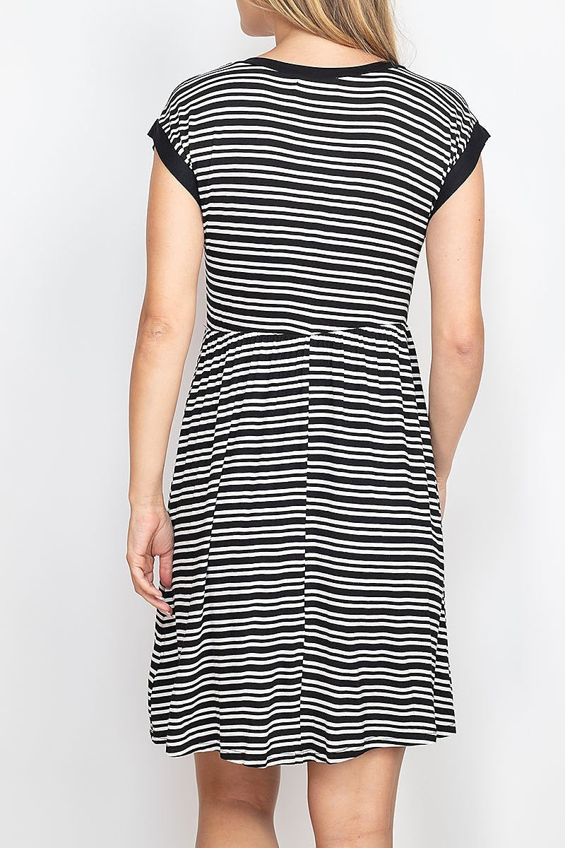 Round neck stripe tunic dress (DED6745)