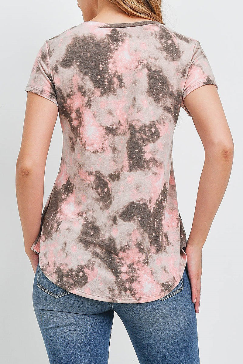 Crew neck tie dye round hem top (EF1262)