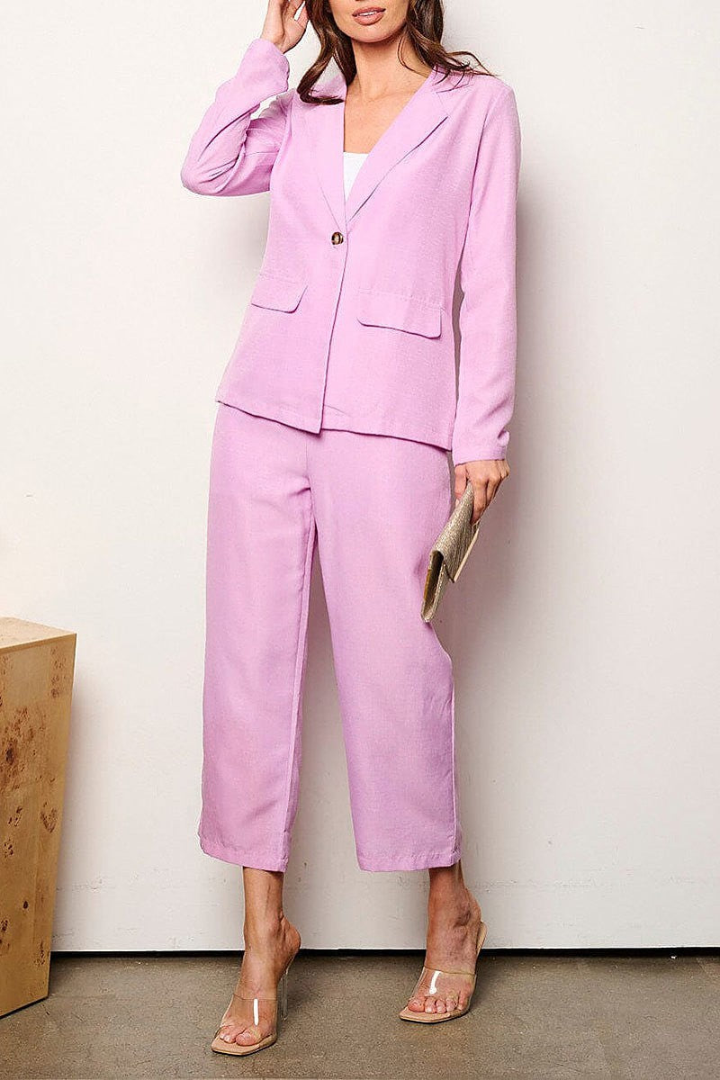 Long sleeve blazer & elastic waist pants 2pc. set (EFWT9647)