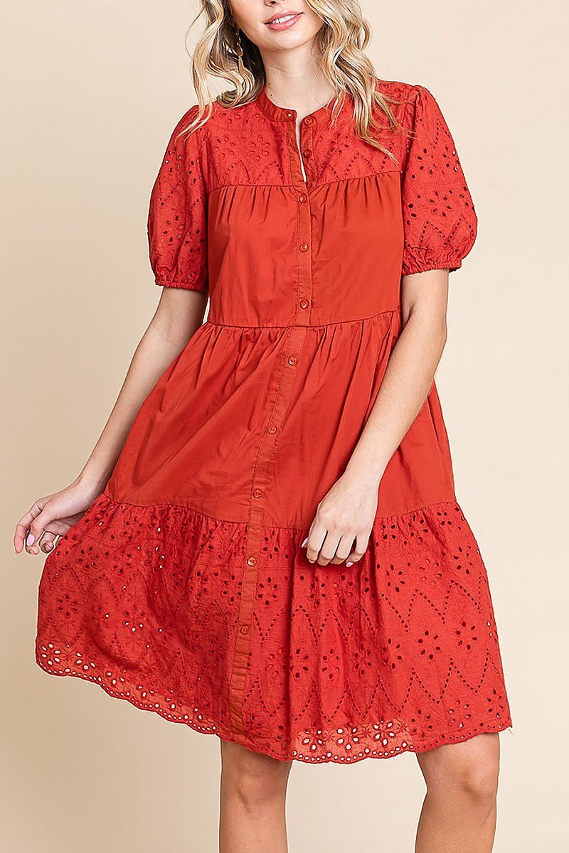 Button up eyelet midi dress (EDH1994)