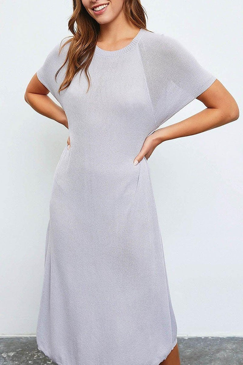 Batwing short sleeve sweater midi dress (TED2835)