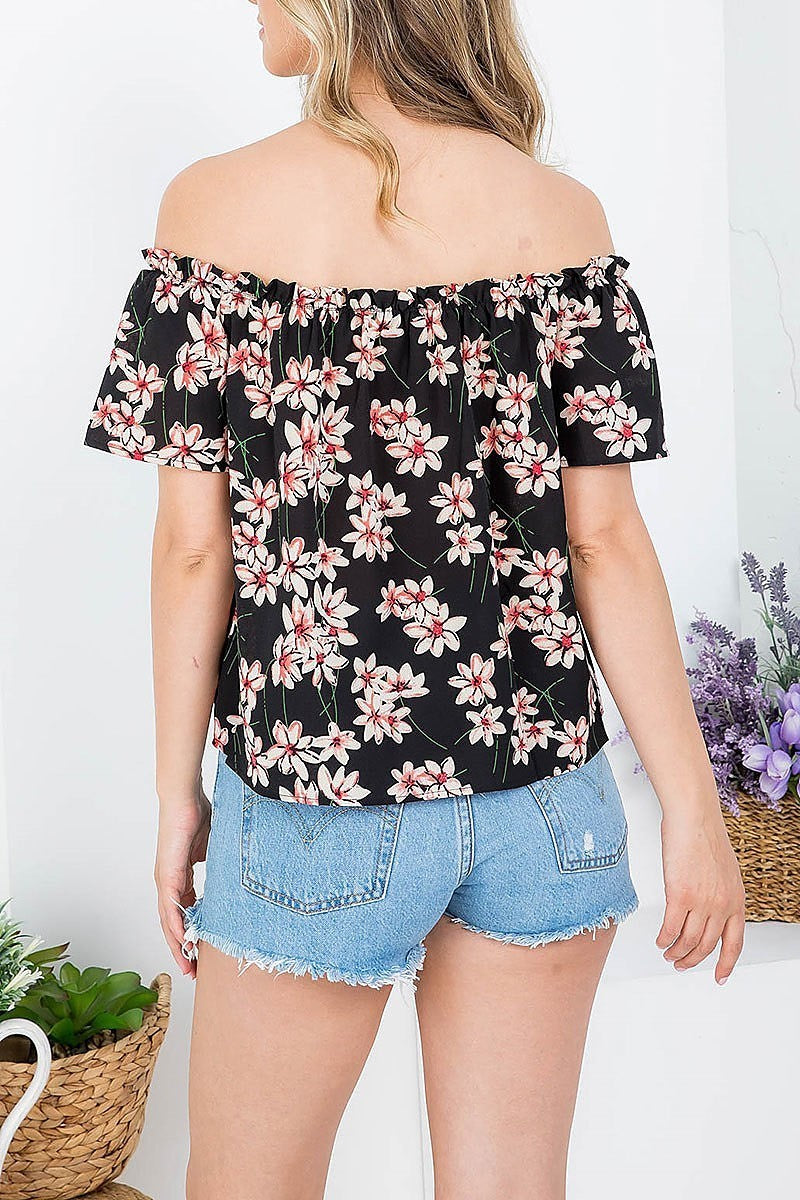 Off shoulder floral print top (EF4062)