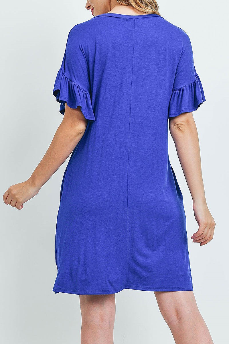 Flutter sleeve pocket dresses (DED6289)