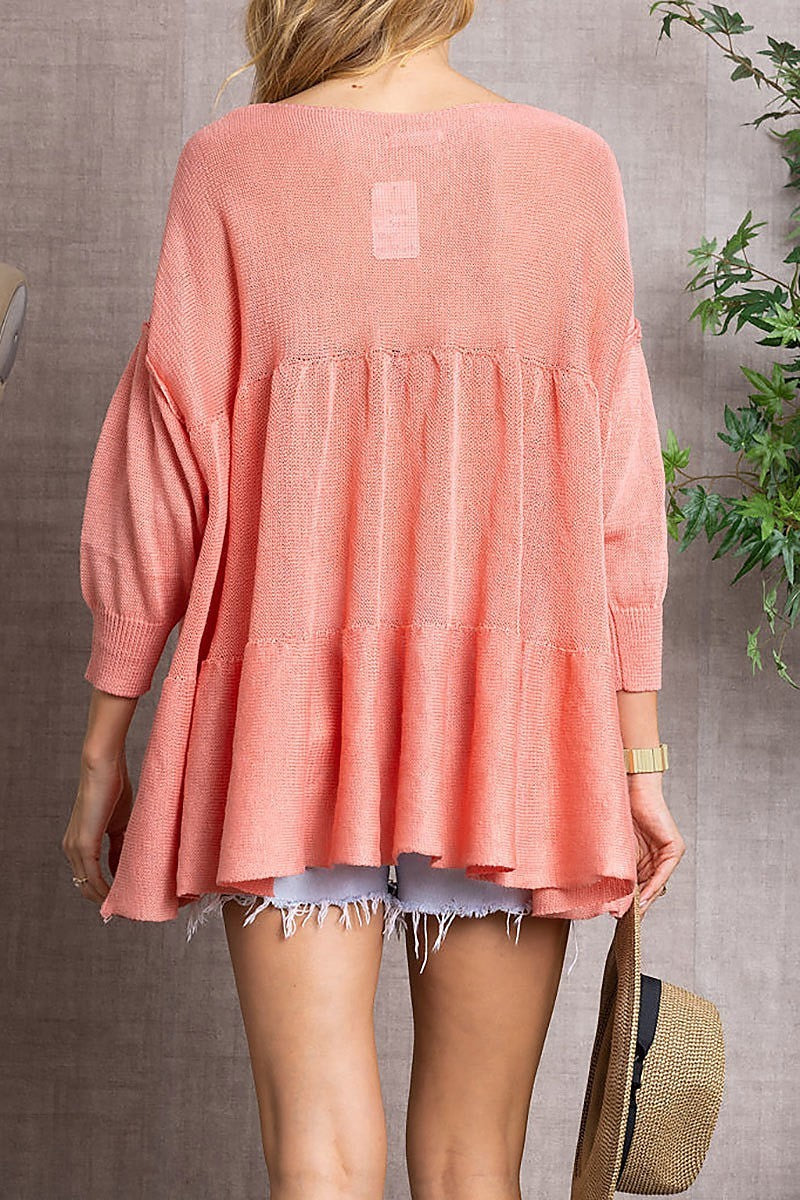 Cable knit babydoll tunic top (EDSW3366)