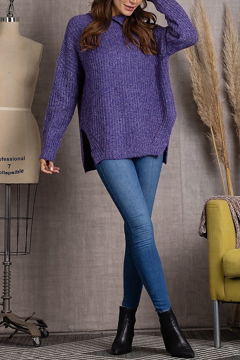 Broken rib stitch pullover sweater (EDSW3765)