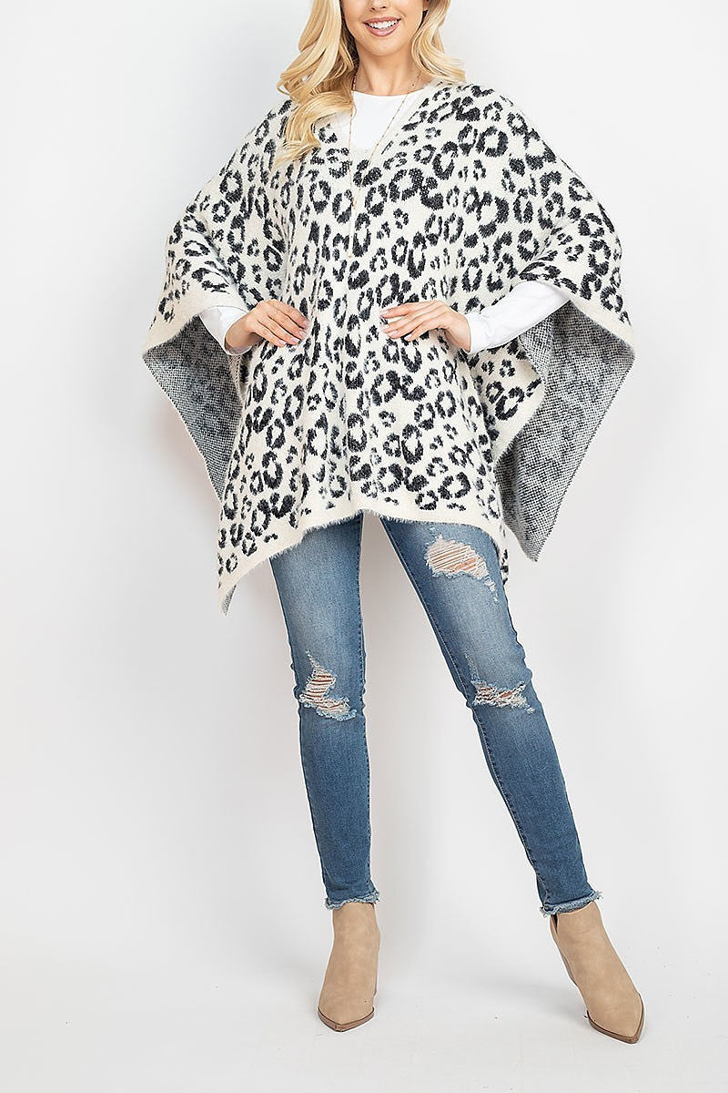 Leopard print sweater poncho (DGS5333)