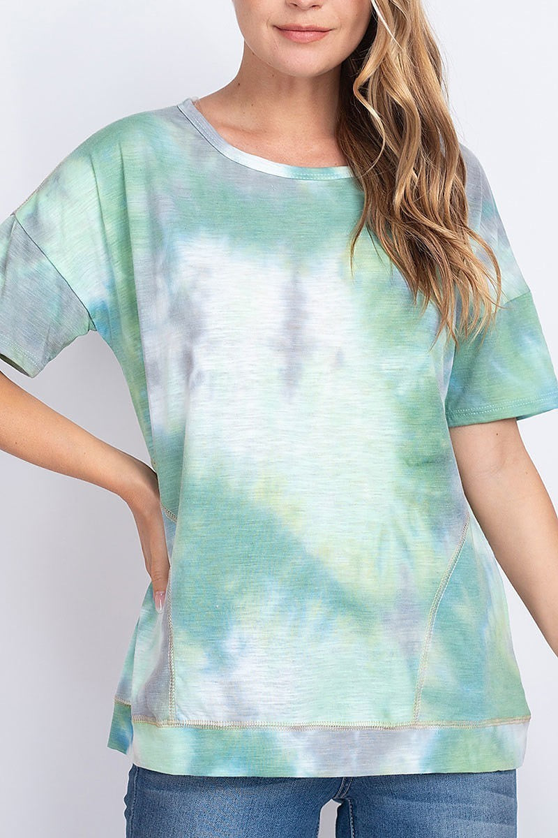 Round neck tie dye loose fit top (EF1907)