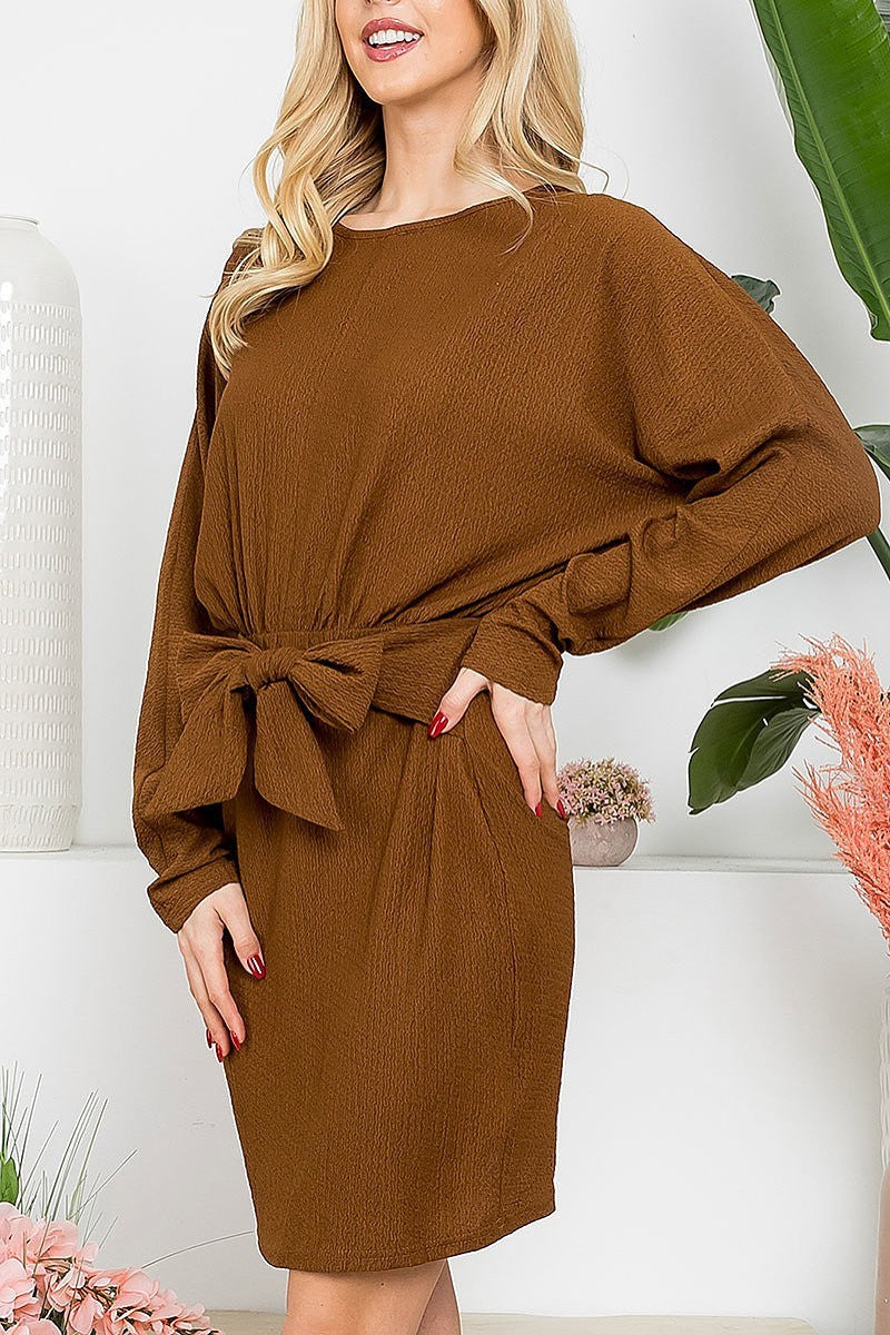 Waist detail dolman sleeve dress (DED8126)