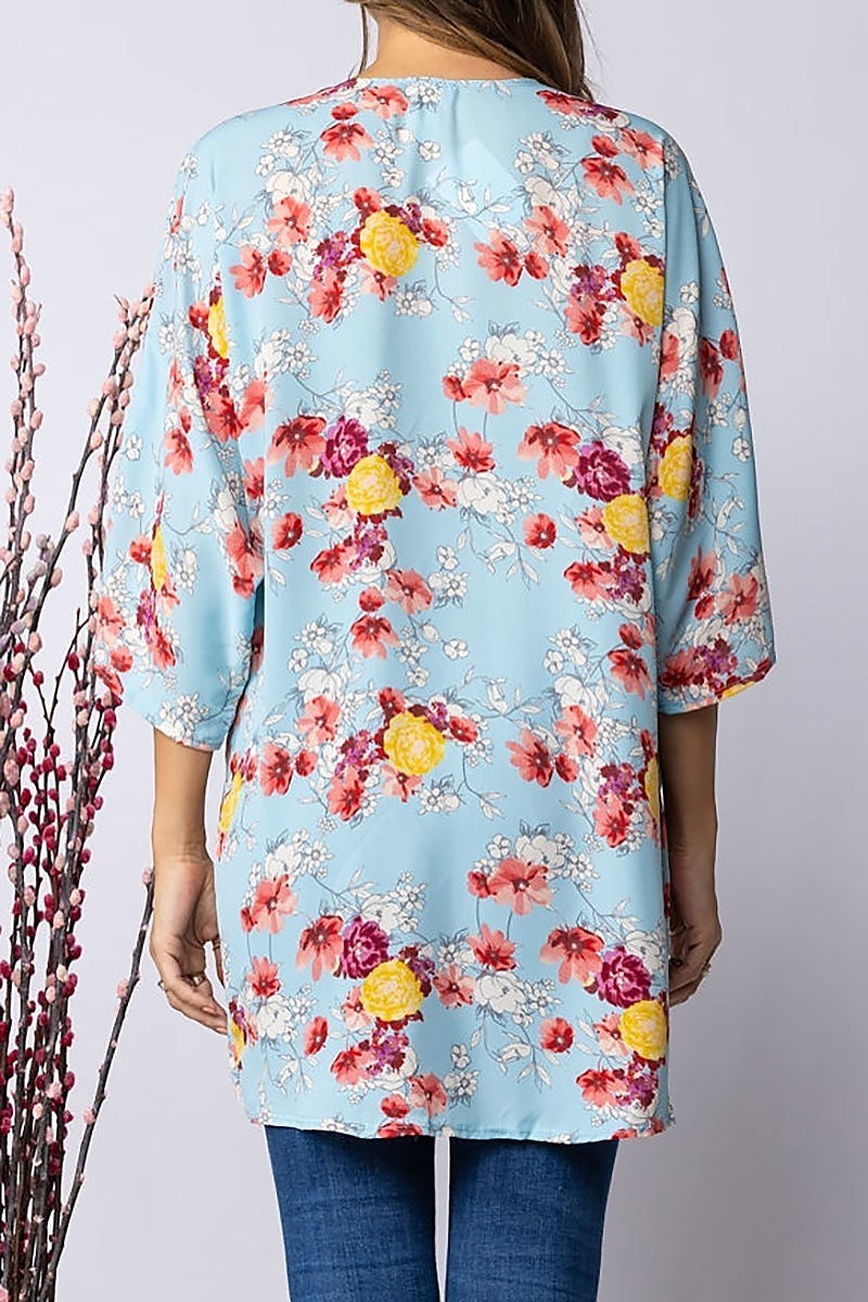 Floral print open kimono cardigan (EDSW2986)