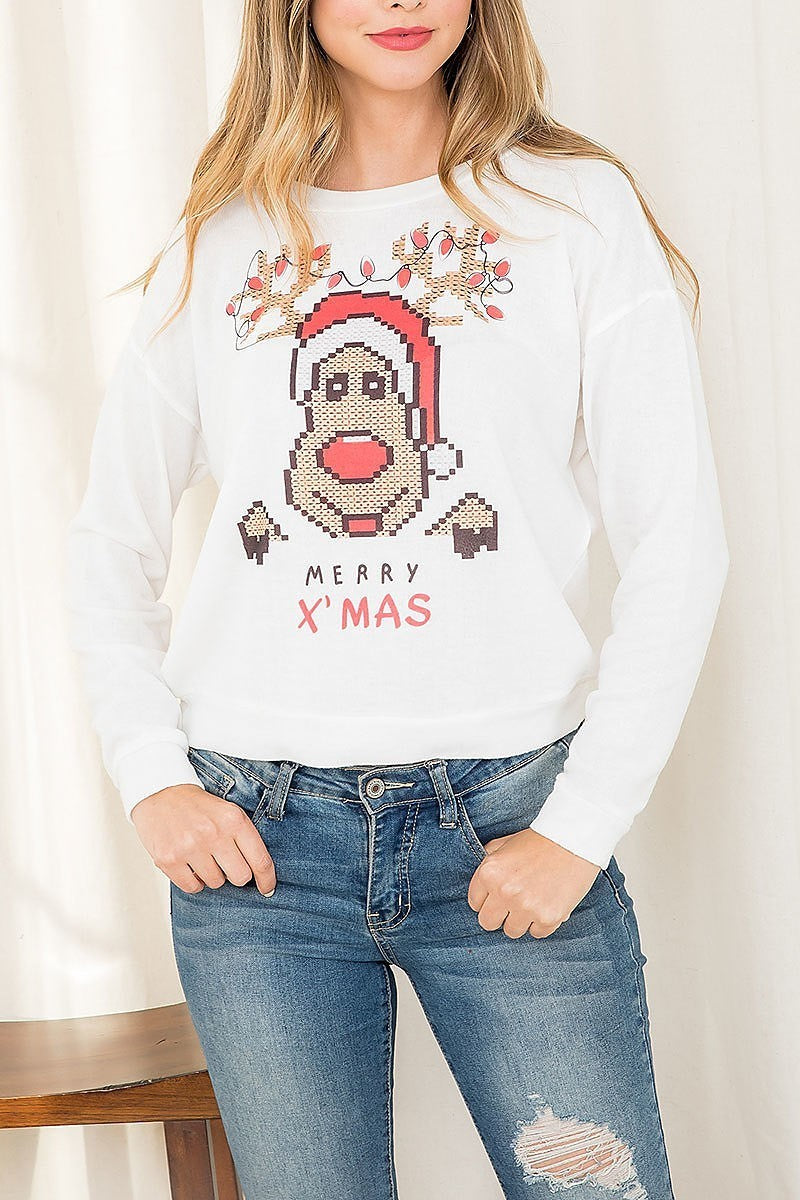 Merry x mas print top (EF2614)