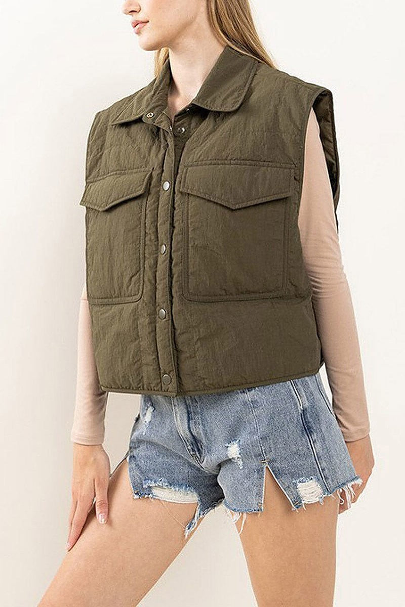 Button closure front pockets vest (EFWT6193)