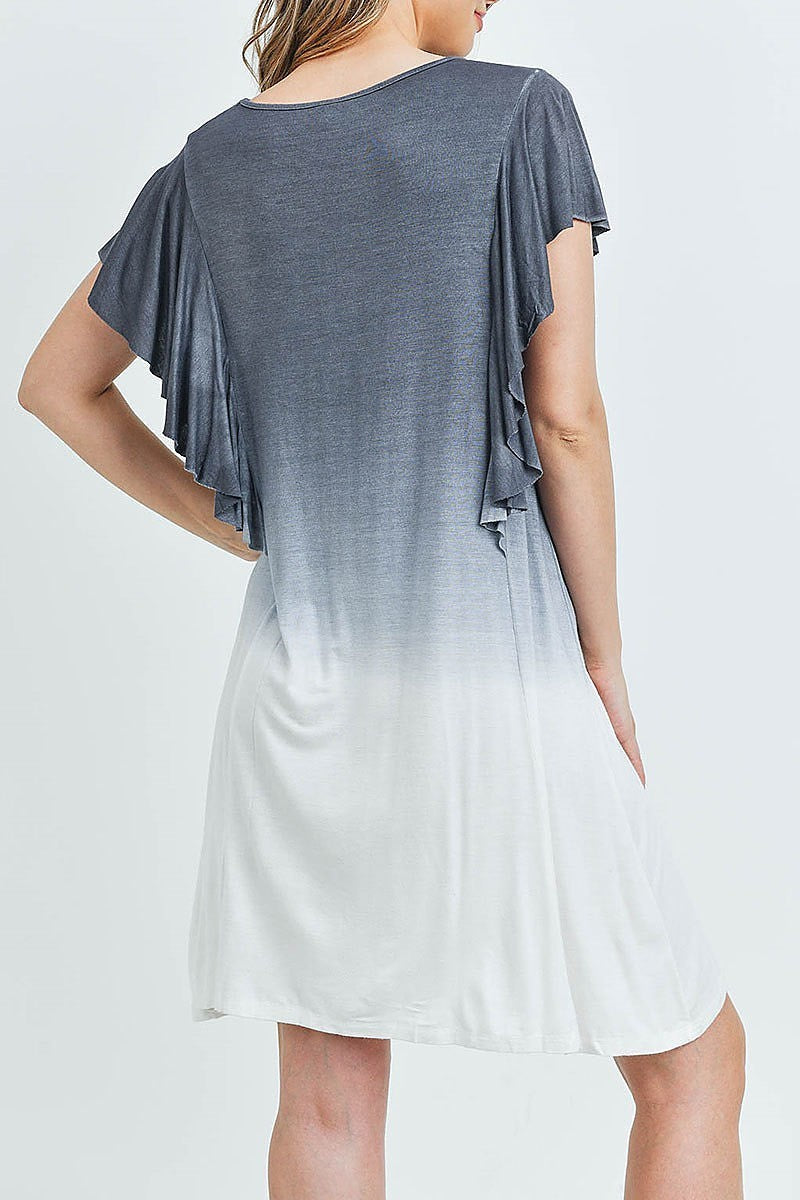 Ruffle detail tie dye tunic dress (DED5815-1)