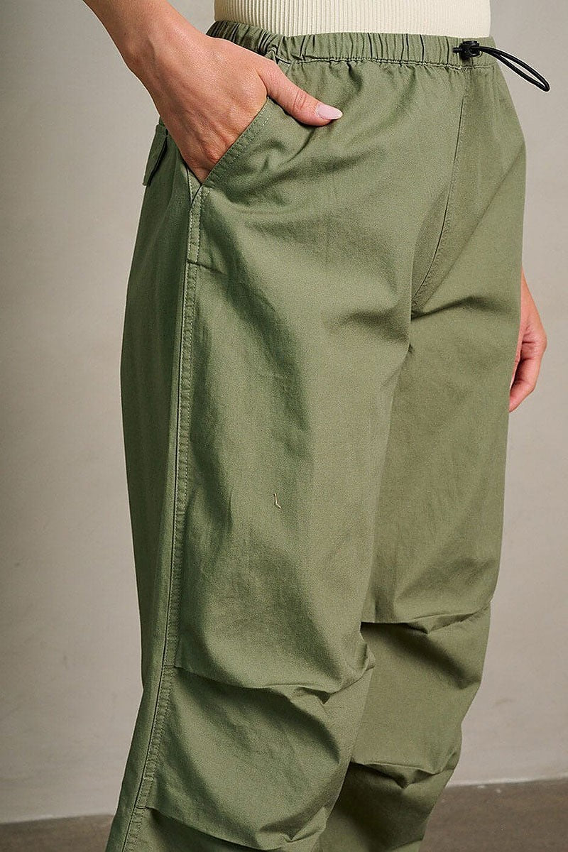 Elastic waist pockets jogger pants (EGWT1891)