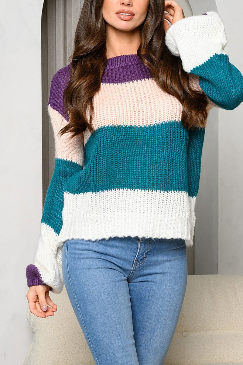 Long sleeve colorblock sweater (EDWT8210)