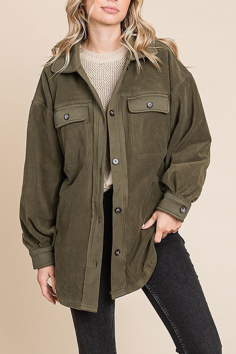 Fleece buttoned down oversized jacket (EDH1900)