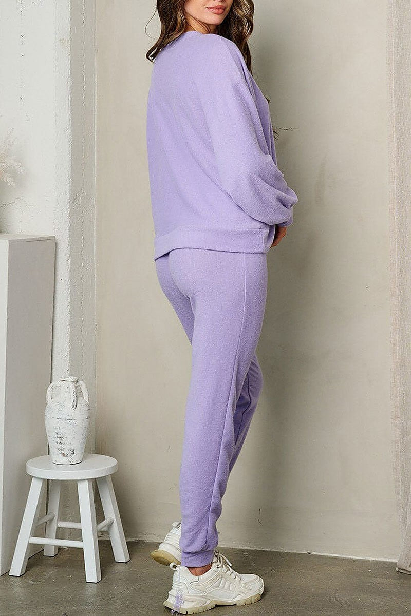 Self tie elastic waist fleece pants (EFWT2537-PANTS)