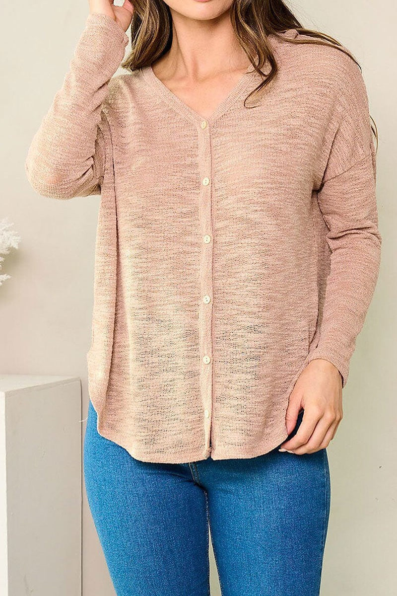 Long sleeve buttons detailed tunic top (EFWT3669)