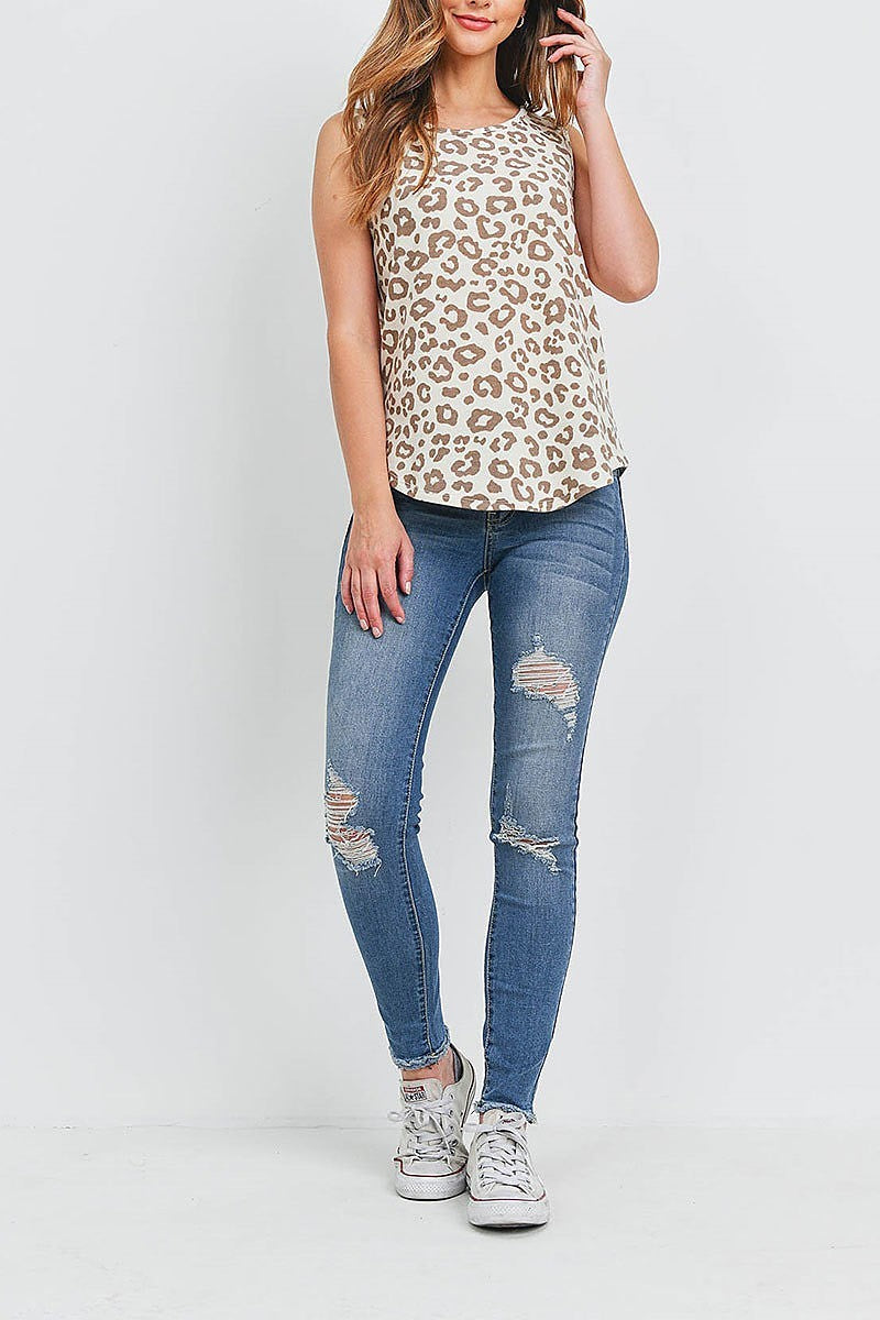 Boat neck leopard print top (EF1266)