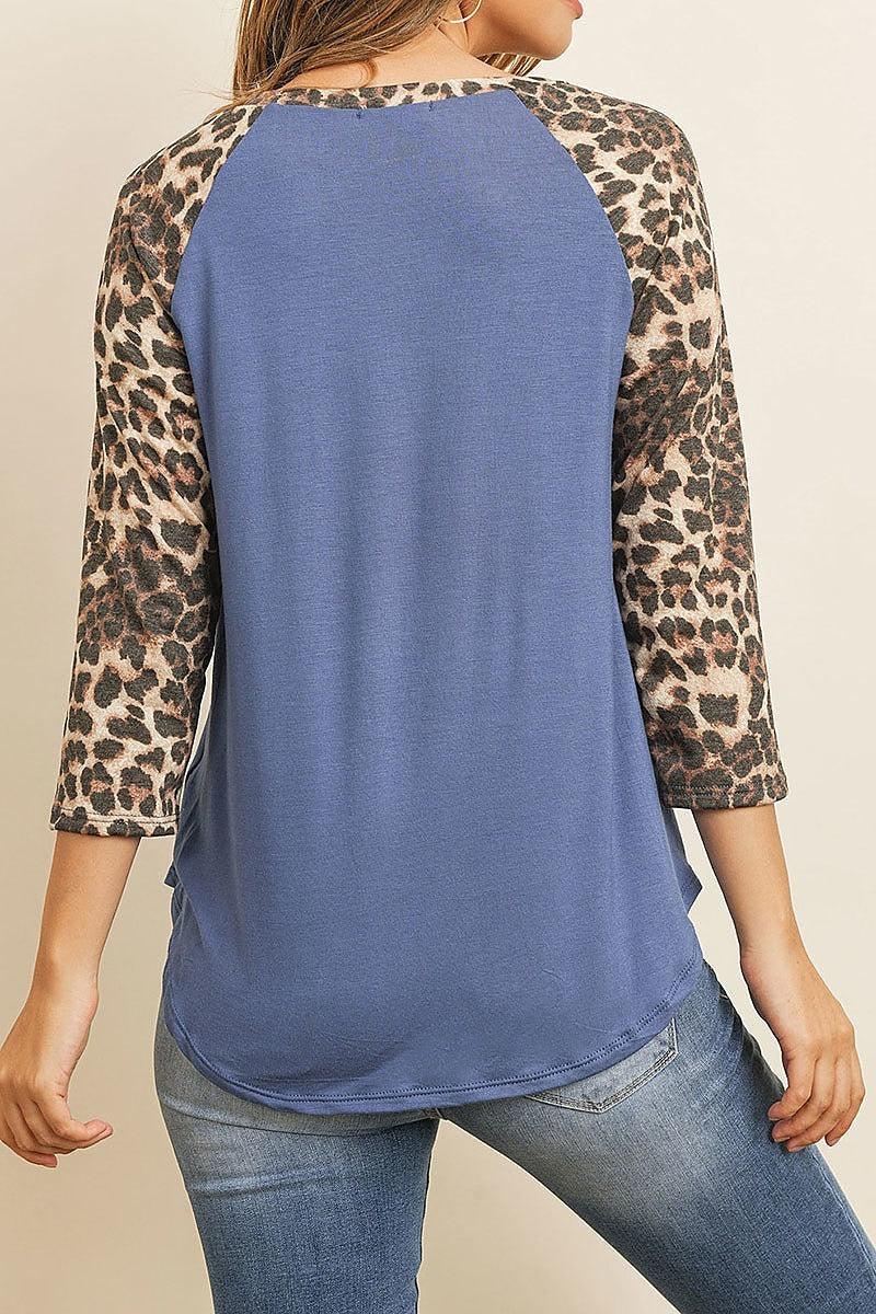 Animal print color block top (ED7799)