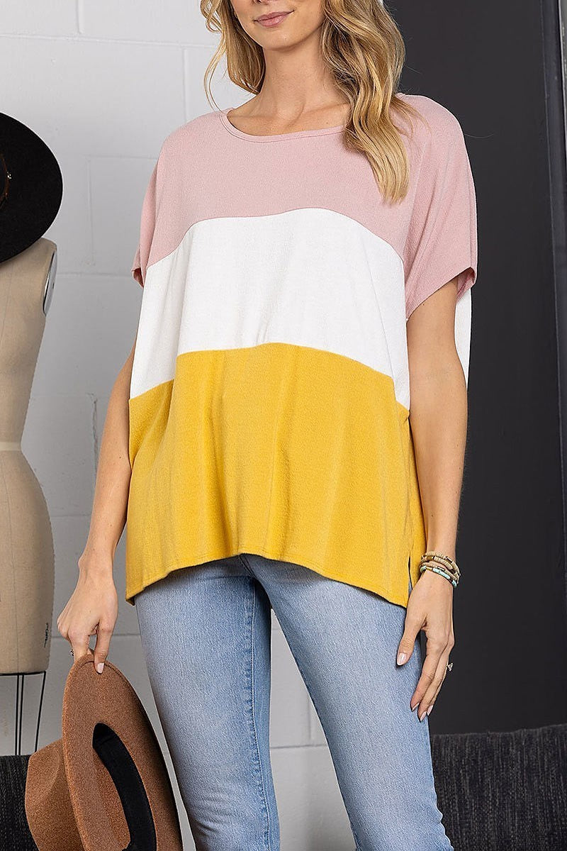 Color block tunic top (EDSW3910)