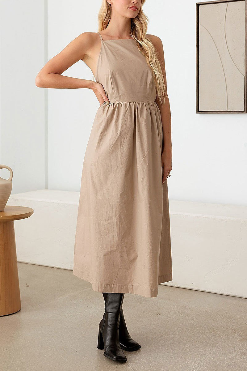 Open tie back a line midi dress (TED2740)