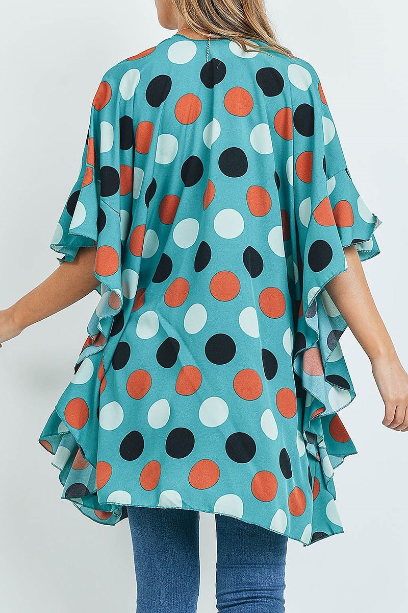 Polka dot ruffle kimono (ED9327)