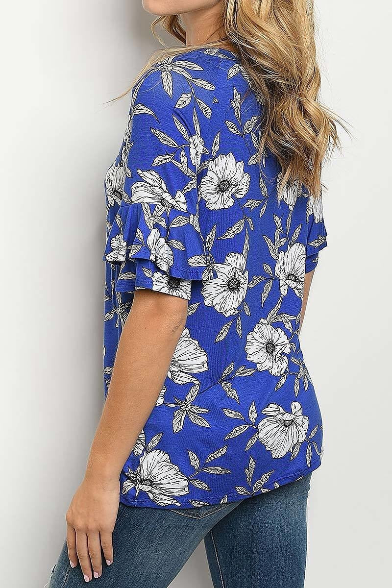 Ruffle sleeve floral print top (ED5356-1)