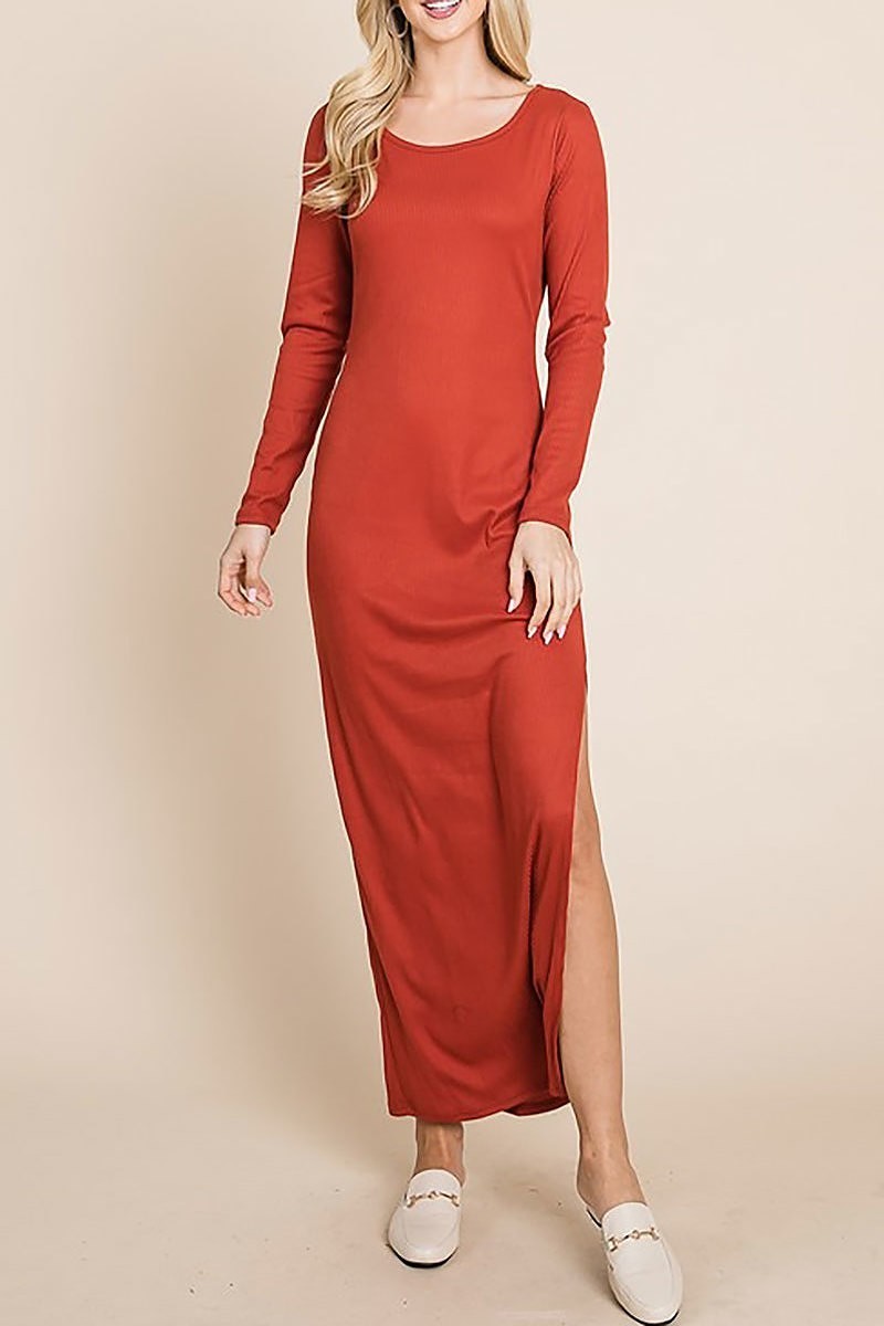 Long sleeve scoop neck maxi dress (DED8771)