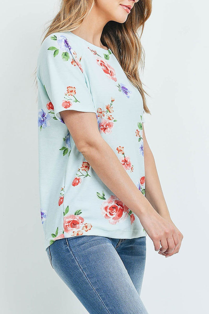 Short sleeves floral print top (ED9314)