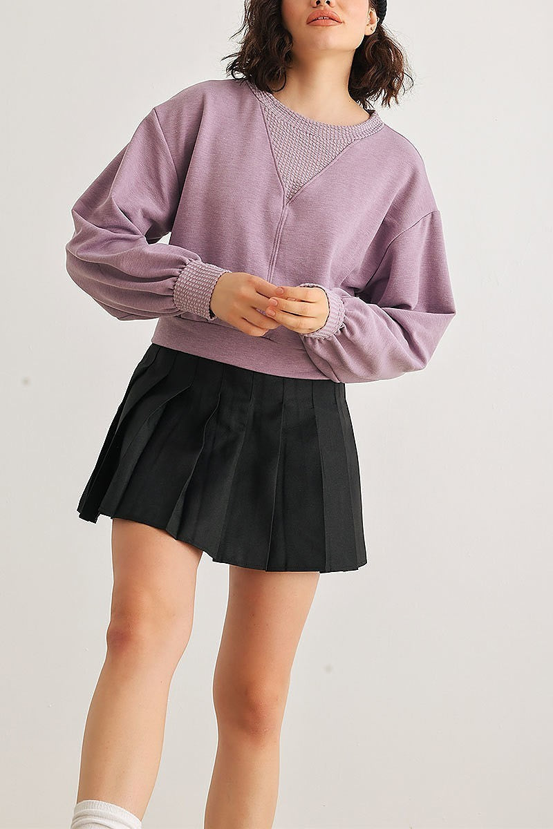 Long sleeve crew neck crop top (TED1929)