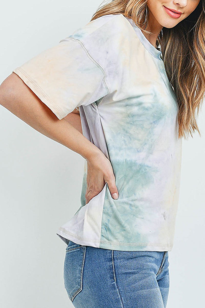 Crew neck tie dye top (ED8717-LAST)