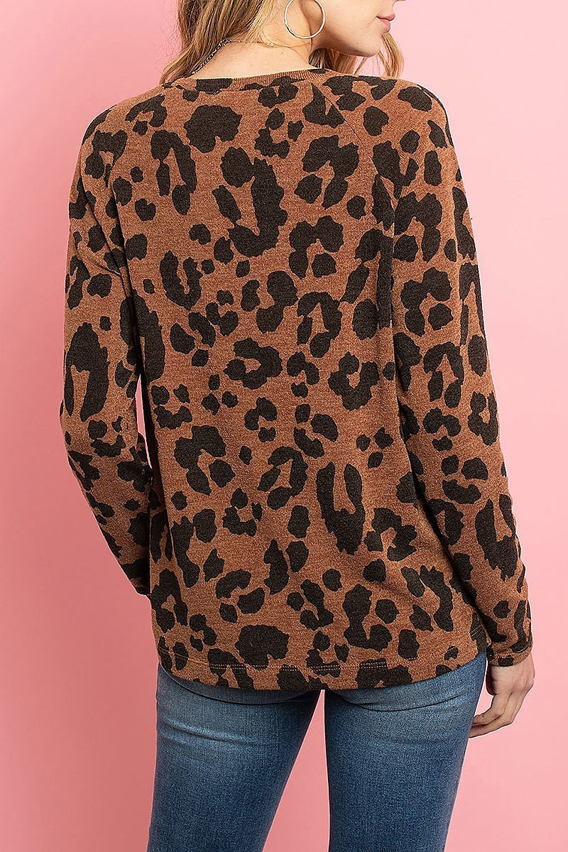 Lightweight leopard print pullover (ED8323)