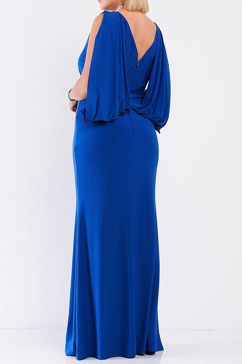 Drape back v neck maxi dress (TDG7729)