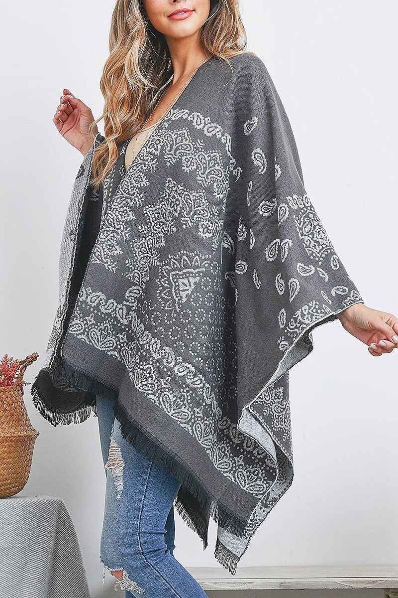 Paisley print ruana wrap kimono (DGS5447)